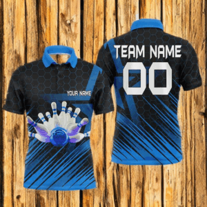 Blue Bowling Shirt For men Custom polo Bowling Jersey 3D Bowling Team Shirt For men NQS5139