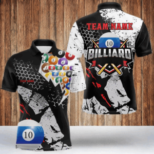 Personalized Grunge Style 10 Ball Billiard Shirts For Men Custom 10 Ball Pool Billiard Team Jerseys TDM3486