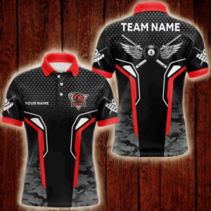 Black And Blue 8 Ball Pool Wings Custom Camo Billiard Shirts For Men, 8 Ball Billiard Team Jerseys TDM3483