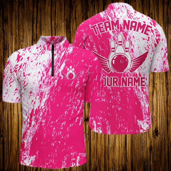 Personalized Bowling Shirts For Men And Women, Team Bowling Jerseys Bowling Pin |Pink IPHW4999