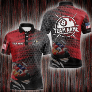 Red And Black Billiard Polo & Quarter-Zip Shirts For Men Custom Billiard Team Shirts Pool Jerseys TDM3473