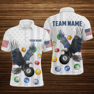 American Flag Billiards Shirt Eagle 8 Ball Billiards Billiard Shirt Men Polo Shirts & 1/4 Zip NNT07