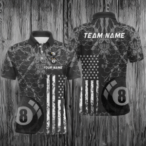 US Flag Eagle Billiard Jerseys 8 Ball Pool Billiard for Men Billiard Shirts Polo & 1/4 Zip NNT04