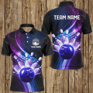 Purple Galaxy Bowling Jersey Men Women Custom Bowling Team Shirts Unisex Bowling Polo Quarter-zip CP28