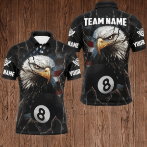 Eagle Billiard Shirt American Flag Billiard Jersey for Men Polo & 1/4 Zip Shirt Team NNT02