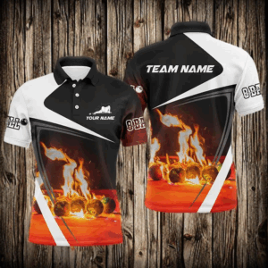 Personalized Billiard Balls Flame 3D Polo Shirts For Men, Custom 8 Ball Pool Billiards Jerseys VHM0340