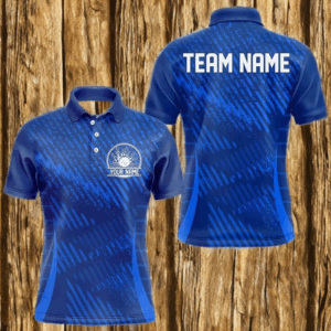 Custom Blue Bowling Team Polo Shirts For Men, Bowling Tournament Bowling League Shirt IPHW8536