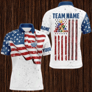 White Grunge USA Flag Patriotic Billiard Shirts For Men Custom American Flag Billiard Team Jerseys TDM3451