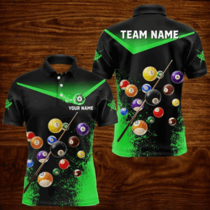 Personalized Grunge Green Black 3D Pool Balls Men Billiard Shirts Custom Billiard Jerseys For Team TDM3441