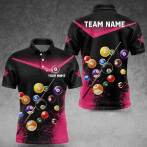 Personalized Grunge Pink Black 3D Pool Balls Men Billiard Shirts Custom Billiard Jerseys For Team TDM3439