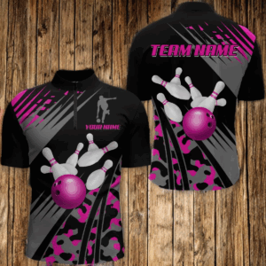 Custom Bowling Jerseys Men Women Bowling Shirt Pink Camo Bowling Team Shirt Quarter-Zip BDT595