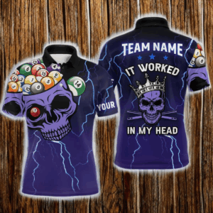 Personalized It Worked In My Head 3D Skull Full Printing Billiards Polo Shirts For Men TDM0077