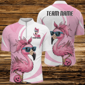 Cute Slay Pink Flamingo Custom Funny Bowling Shirts For Men, Flamingo Bowling Team Outfits IPHW7735