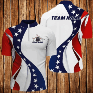 American Flag Custom Patriotic Bowling Shirts For Men, Team Bowling League Shirts Uniform IPHW7634