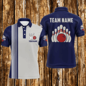 Navy&Grey Bowling Shirt for Men & Women Custom Bowling Team Jersey Polo Bowling Shirt Uniform BDT559