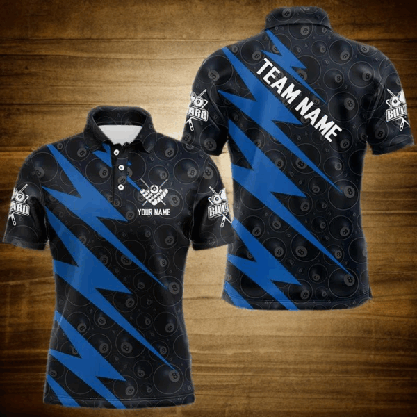 Personalized Blue Billiard Jerseys For Men Custom Best Billiard Pool Team Polo & Quarter Zip Shirts TDM3381