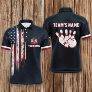 Custom Bowling Shirt With Name American Flag Bowling Jersey For Men Bowling Polo Shirt For Team BDT33