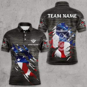 Personalized Grey Grunge American Flag Billiard Shirts For Men Custom Patriotic Billiard Jerseys TDM3379