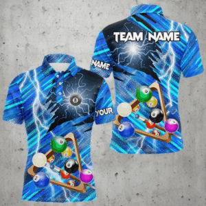 Blue Thunder Lightning 8 Ball Pool 3D Billiard Shirts For Men Custom Team League Billiard Jerseys TDM3353