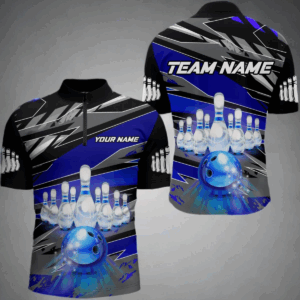 Personalized Bowling Shirt for Men Bowling Jersey with Name Team Name 1/4 Zip Shirt Unisex QZT267