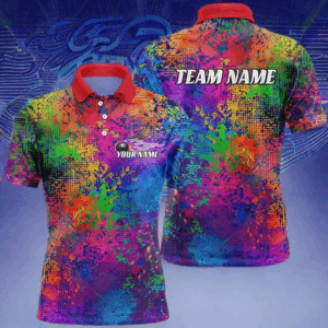 Custom Colorful Bowling Polo Shirts For Men, Pride Colors Outfit Bowling Men'S Shirts IPHW6788