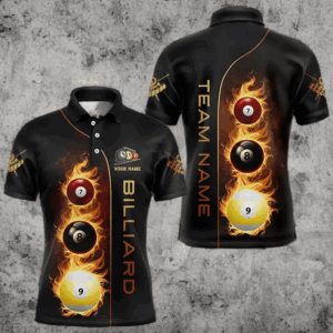 Personalized 7 Ball 8 Ball & 9 Ball Fire Flame Billiard Shirt For Men, Unique Billiard Team Jersey TDM3328