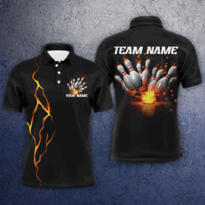 Multi-Color Flame Thunder Custom Bowling Shirts With Name, Bowling League Shirts For Team Bowlers Outfits IPHW6598