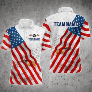 American Flag Eagle 8 Ball Billiard Shirts For Men Custom Pride Patriotic Team Billiard Jerseys TDM3305