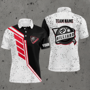 Funny 8 Ball Pool Grunge Style Custom Billiard Men Polo & Quarter Zip, 8 Ball Billiard Jerseys TDM3294