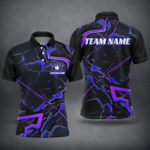 Blue And Purple Custom Bowling Team Shirts For Men And Women, Bowling Tournament Outfits IPHW6469