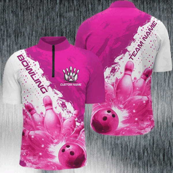 Pink Flame Strike Bowling Custom Team Shirts For Men And Women, Bowler Outfit Bowling Team Jersey IPHW6256