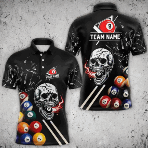 Personalized Break Glass Skull Billiard Shirts For Men Custom Funny 3D Pool Balls Billiard Jerseys TDM3279