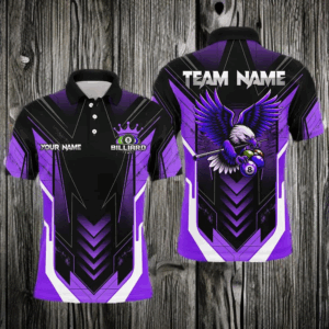 Personalized Funny Eagle Billiard Shirts For Men Custom Name Purple Billiard Balls Sports Jerseys TDM2224
