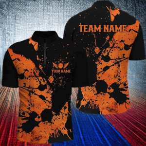 Custom Name Orange Bowling Team Shirts For Men And Women, Bowlers Outfits IPHW6170