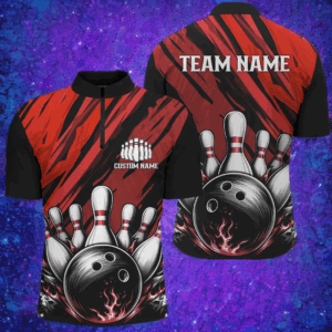 Custom Red Strike Bowling Team Jerseys For Men And Women, Unisex 10 Pin Bowling Tournament Shirts IPHW6058