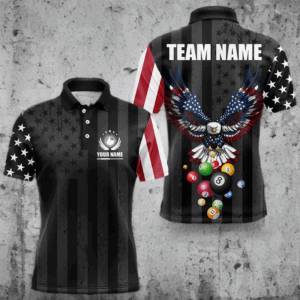 Personalized Eagle American Flag Billiard Balls Pool Shirt For Men, Patriotic Billiard Shirt Jersey TDM3252