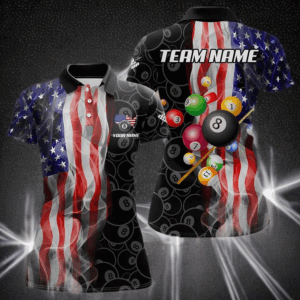 Personalized American Flag Smoke Flag Billiard Jersey, Patriotic Billiard Balls Pool Billiard Shirts TDM3234