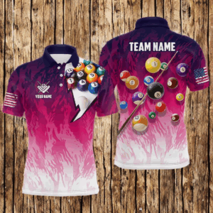 Personalized Pool Player Billiards 8 Ball Shirts For Men, Custom US Flag Billiard Team Jerseys VHM1184