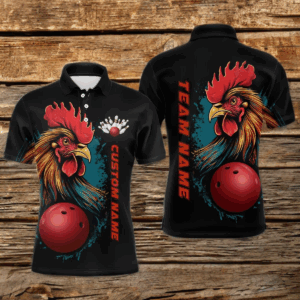 Custom Chicken Bowling Shirts For Men Bowling Polo Shirts Team Bowling League Jersey IPHW5290