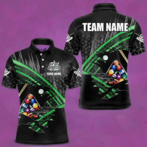 Personalized Billiard Shirts For Men Custom Billiard Pool Ball Jerseys, Billiard Team Shirt | Green TDM3198