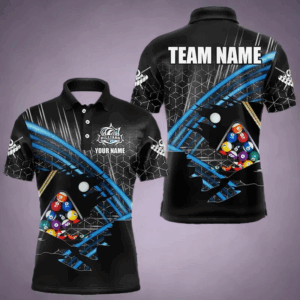 Personalized Billiard Shirts For Men Custom Billiard Pool Ball Jerseys, Billiard Team Shirt | Blue TDM3197