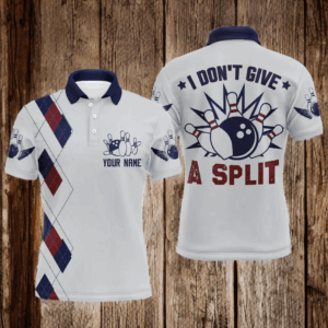 I Don't Give A Split Bowling Polo Shirt Men Custom American Bowling Jersey BDT276