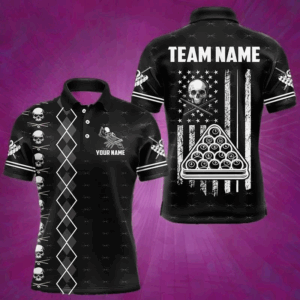 Personalized Billiard Skull Grunge US Flag Men Billiard Shirts Custom Argyle Billiard Team Jerseys TDM3194
