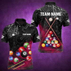 Personalized 8 Ball Pattern Smoke Men Billiard Shirts Custom 3D Billiard Balls Pool Jerseys | Pink TDM3192