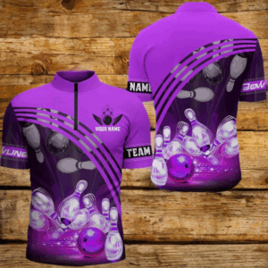 Custom Bowling Shirt for Men Bowling Jersey Bowling Team League Quarter-Zip Shirt QZT45