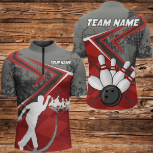 Custom Bowling Jersey For Men Bowling Quarter-Zip Shirt Team Bowling Short Sleeve BDT270