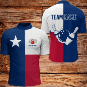 Texas Flag Bowling Shirts For Men Bowling Team League Jersey Custom Bowling Quarter-Zip Shirts BDT238