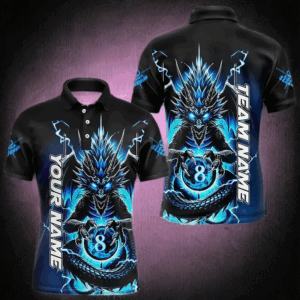 Personalized Blue Glowing Dragon Billiard Shirts For Men Custom 8 Ball Team League Billiard Jersey TDM3149