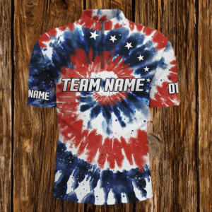 American Flag Tie Dye Bowling Shirts For Men, Custom Bowling Team Jerseys IPHW4524
