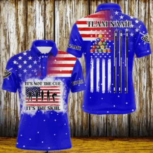 Funny It's The Skill Custom Ameican Flag Men Billiard Shirts Patriotic Billiard Jersey |Blue TDM3122